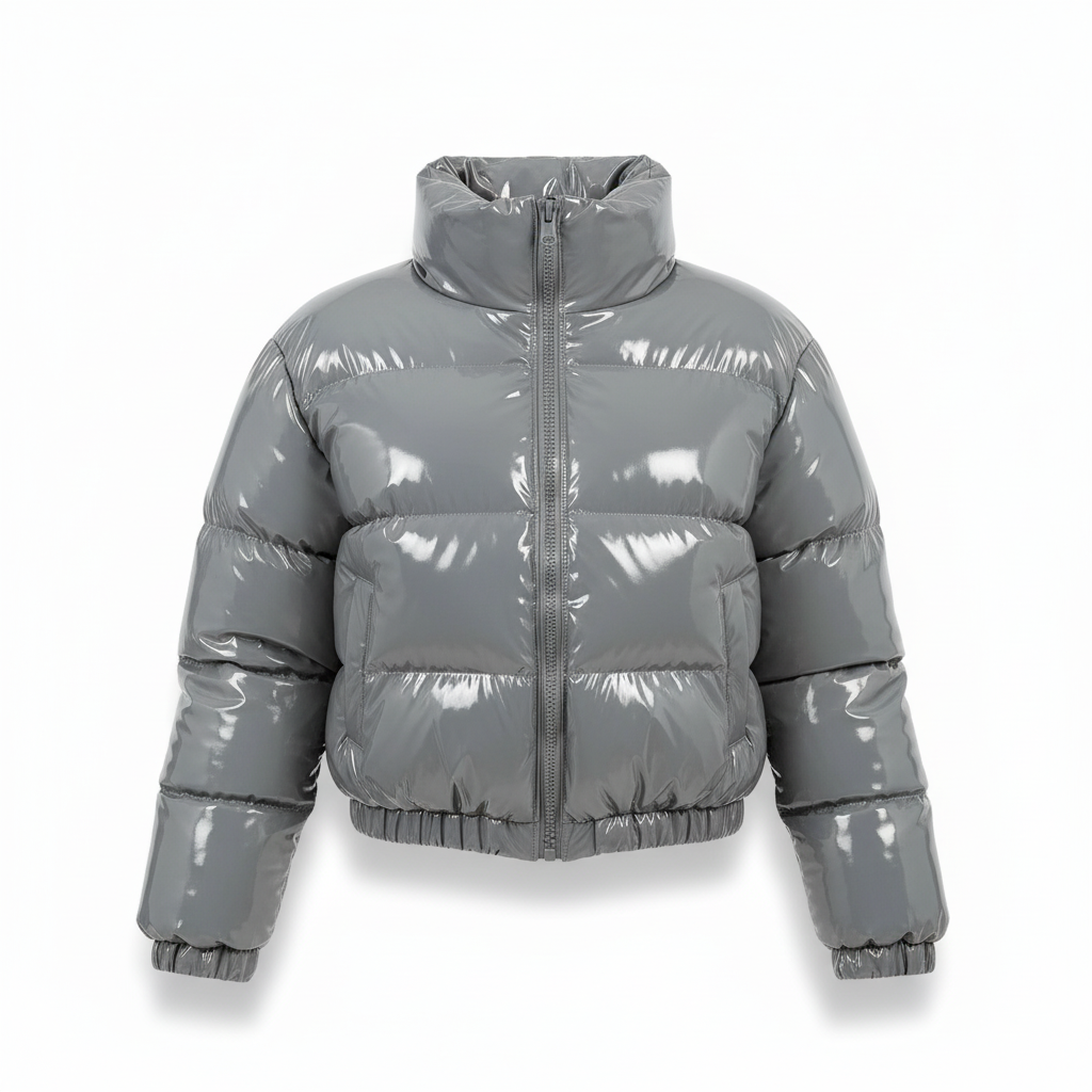 Women’s Cropped Fleece-Lined Quilted Puffer Jacket