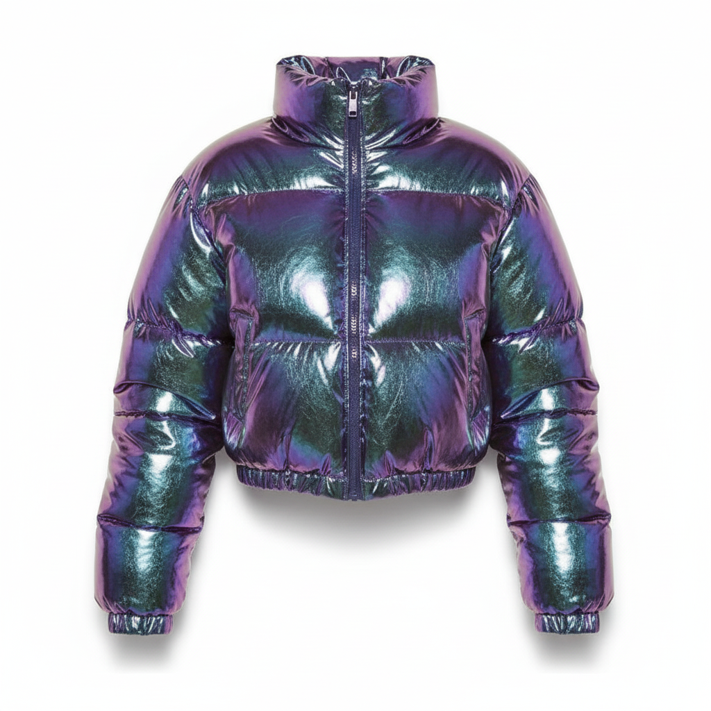 Women’s Cropped Fleece-Lined Quilted Puffer Jacket
