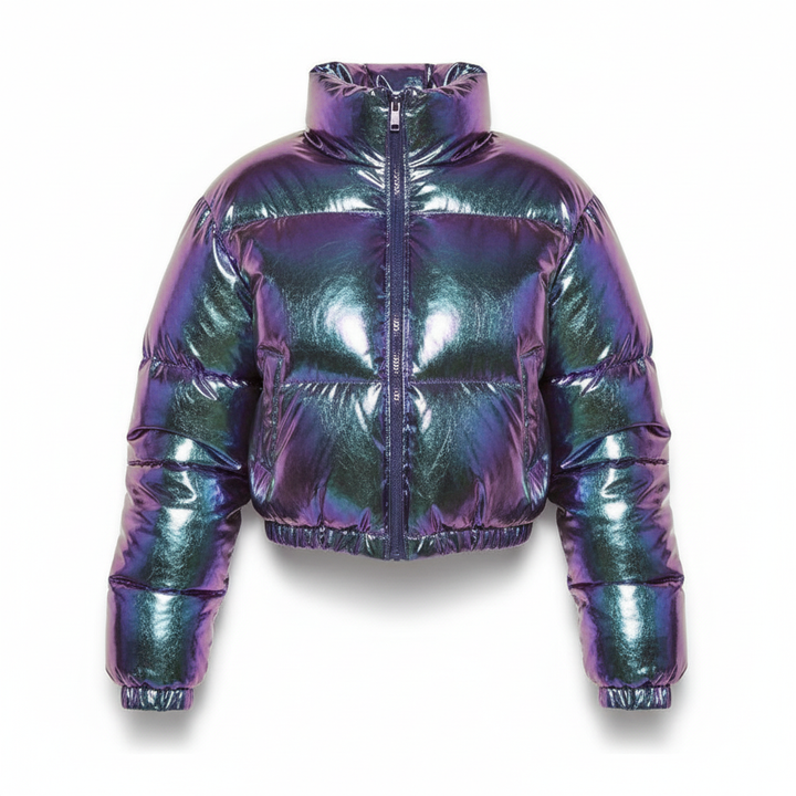 Women’s Cropped Fleece-Lined Quilted Puffer Jacket