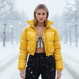 Women’s Cropped Fleece-Lined Quilted Puffer Jacket