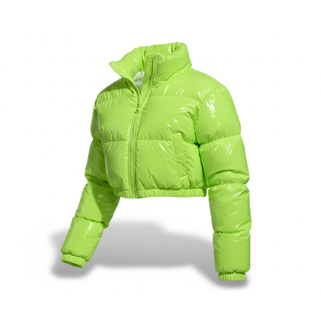 Women’s Cropped Fleece-Lined Quilted Puffer Jacket