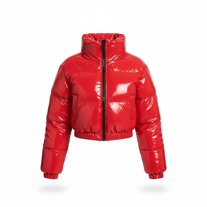 Women’s Cropped Fleece-Lined Quilted Puffer Jacket