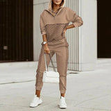 Women's Knit Blend Hoodie And Joggers Two Piece Tracksuit Set