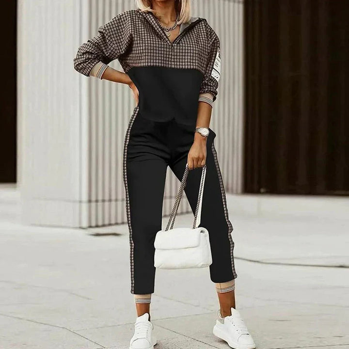 Women's Knit Blend Hoodie And Joggers Two Piece Tracksuit Set