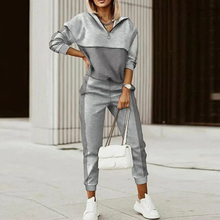 Women's Knit Blend Hoodie And Joggers Two Piece Tracksuit Set