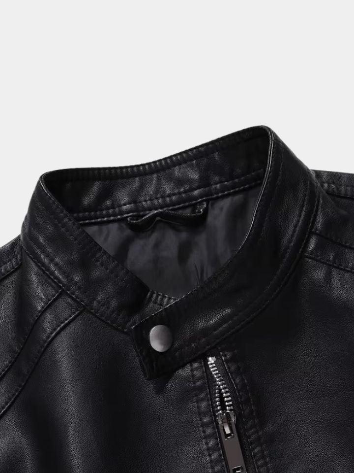 Men's Leather Biker Jacket Bomber Coat