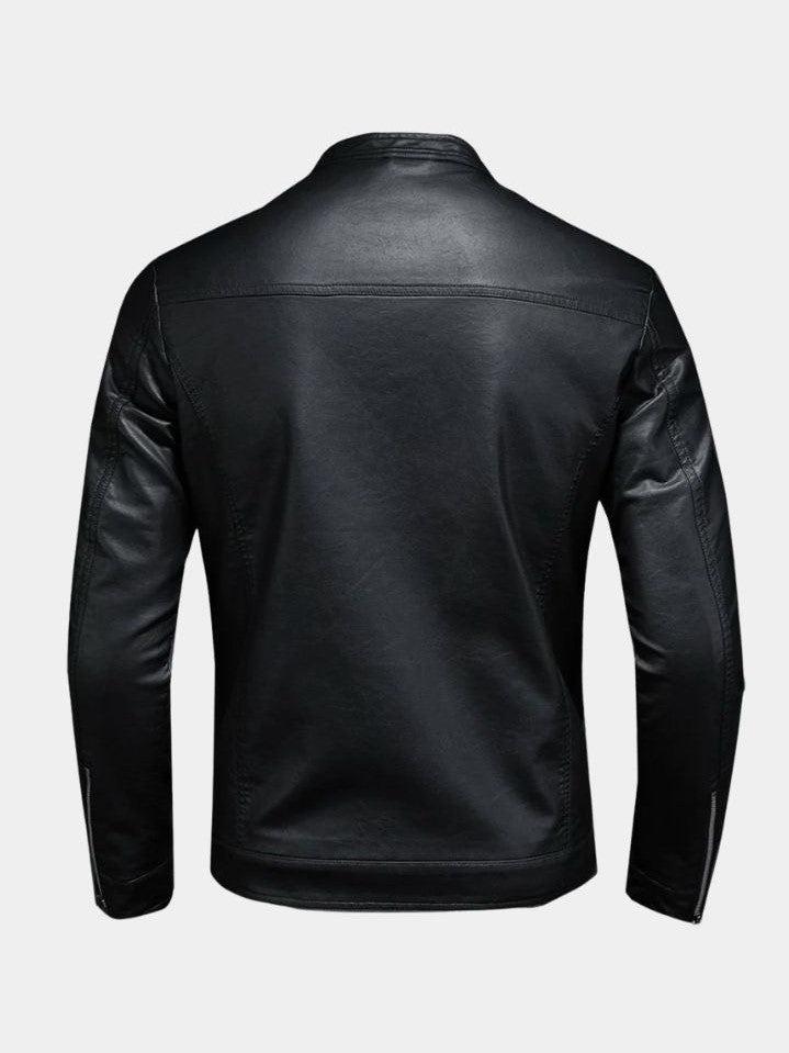 Men's Leather Biker Jacket Bomber Coat
