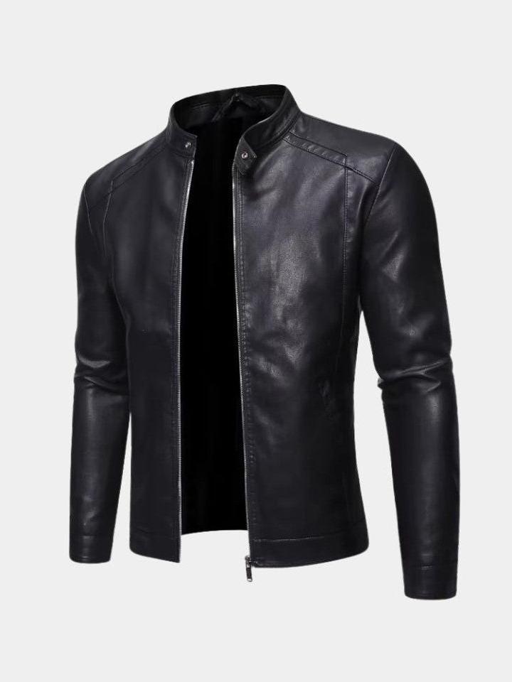 Men's Leather Biker Jacket Bomber Coat