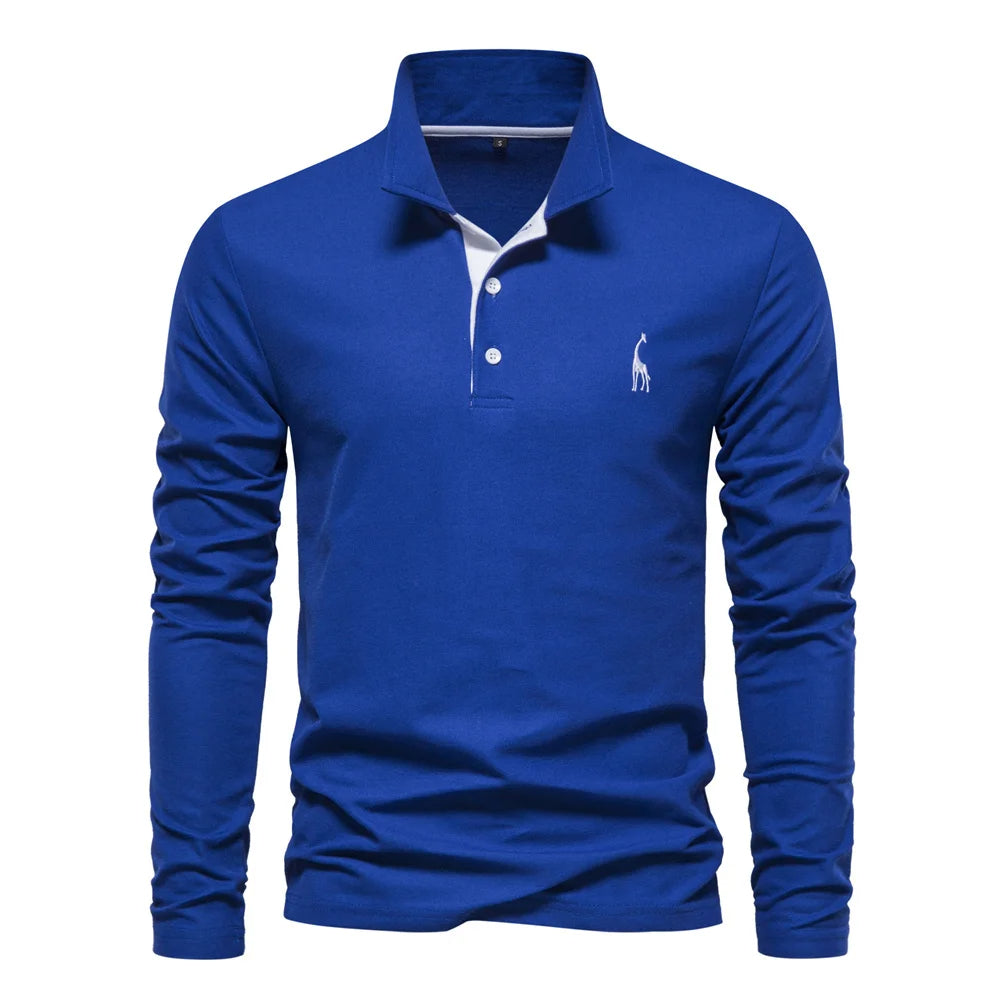 Men's Long Sleeve Polo Shirt Lightweight Breathable Casual Top