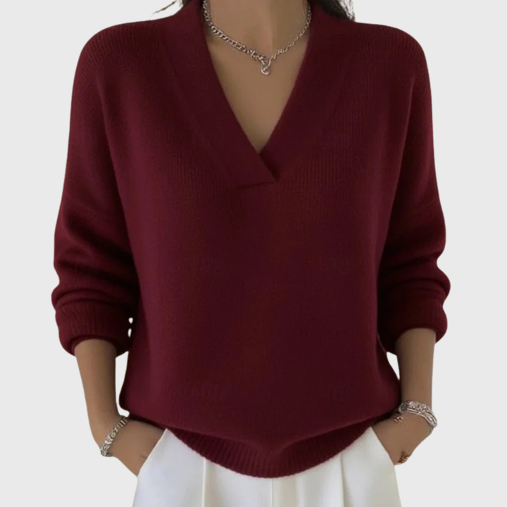 Women’s Merino Wool V-Neck Long-Sleeve Pullover