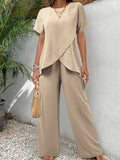 Women’s Silk-Blend Draped Wide-Leg Co-Ord Set