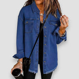 Women's Denim Shacket Button Down Jean Jacket Oversized Shirt