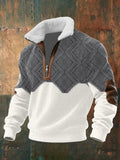 Quarter-Zip Men's Knit Pullover Wool Mix Sweater Jumper