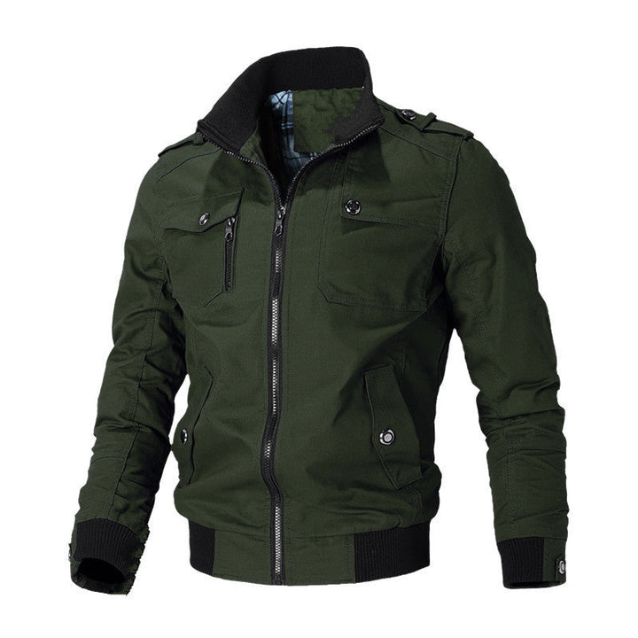 Men's Canvas Bomber Cargo Flight Jacket