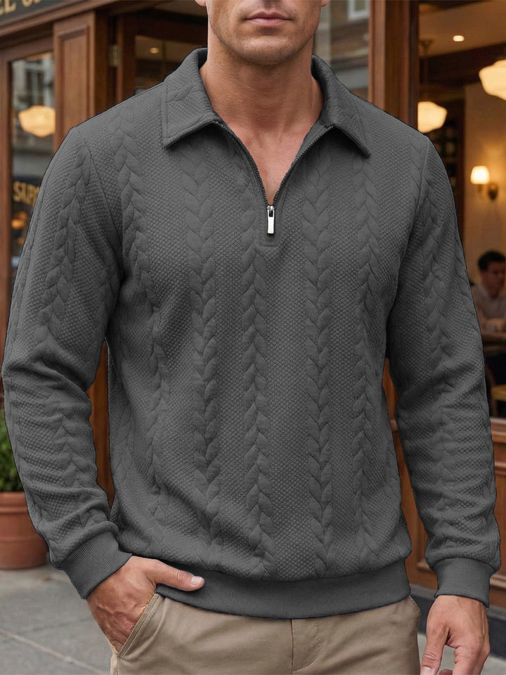 Men’s Merino Wool Quarter-Zip Knit Polo Sweater