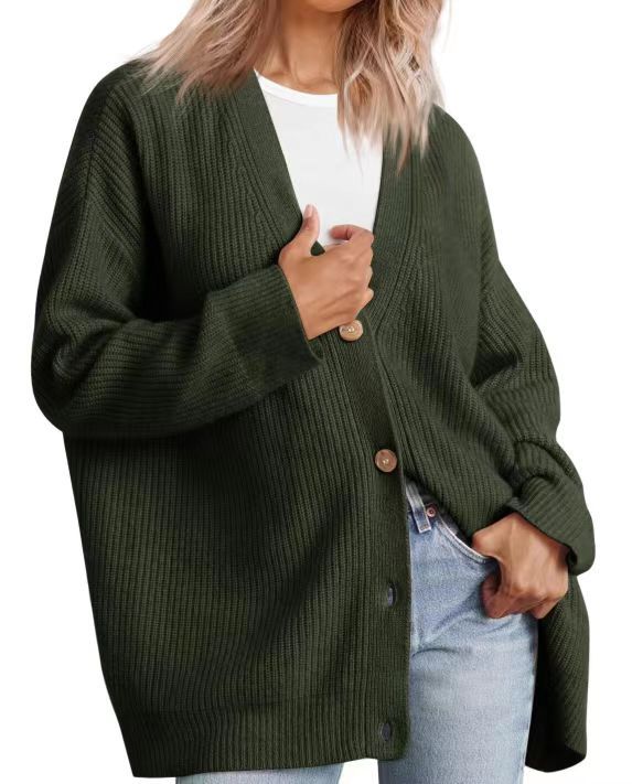 Cardigan Women's Knit Oversized Striped Sweater