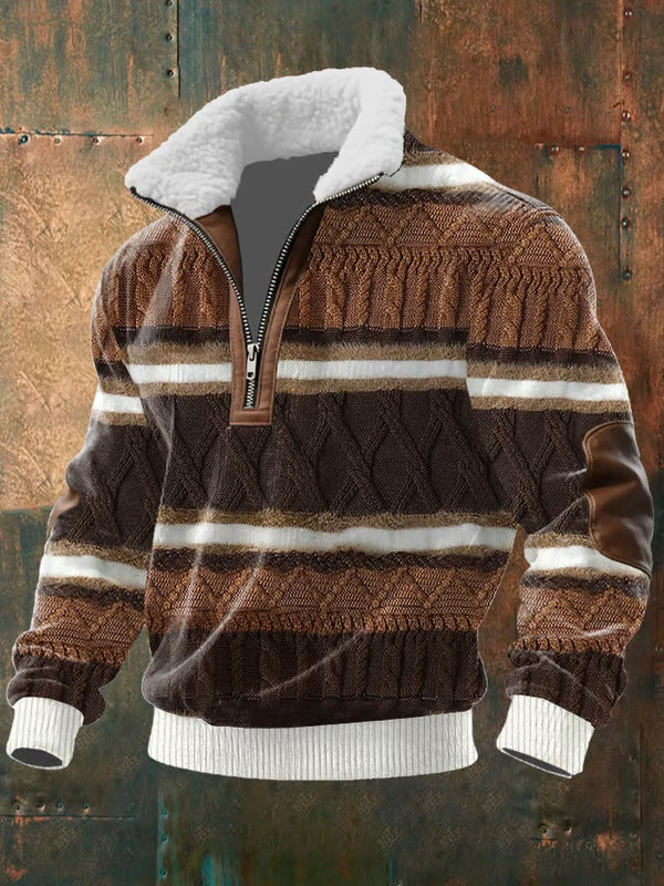 Quarter-Zip Men's Knit Pullover Wool Mix Sweater Jumper
