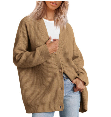 Cardigan Women's Knit Oversized Striped Sweater