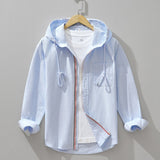 Men's Linen Hooded Shirt Lightweight Zip Up Jacket