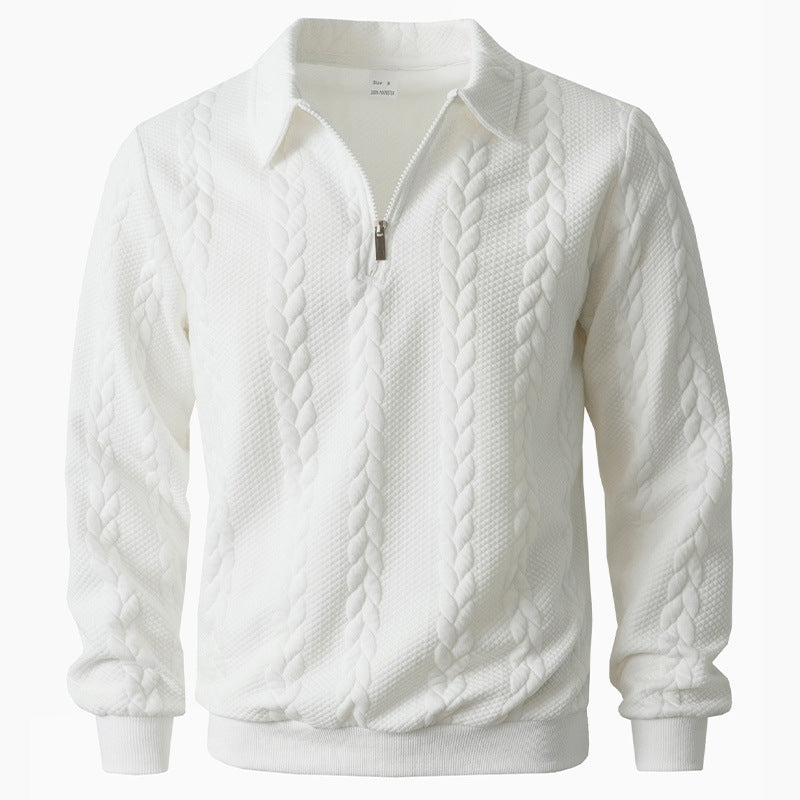 Men's Textured Knit Quarter Zip Polo Sweater
