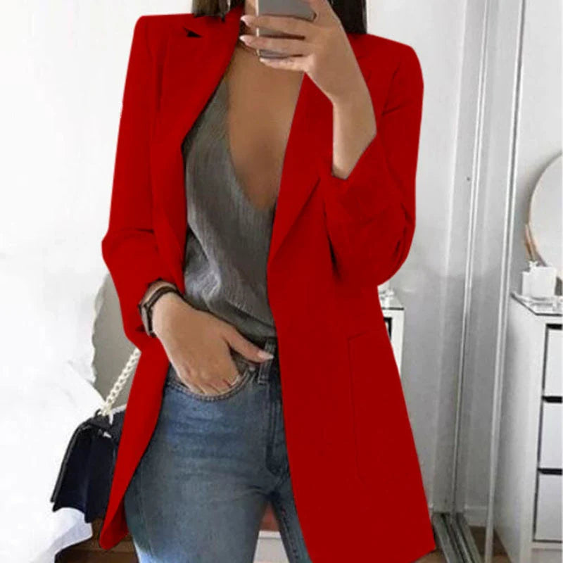 Women's Linen Blend Lightweight Open Front Blazer Jacket