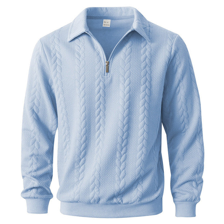 Men's Textured Knit Quarter Zip Polo Sweater