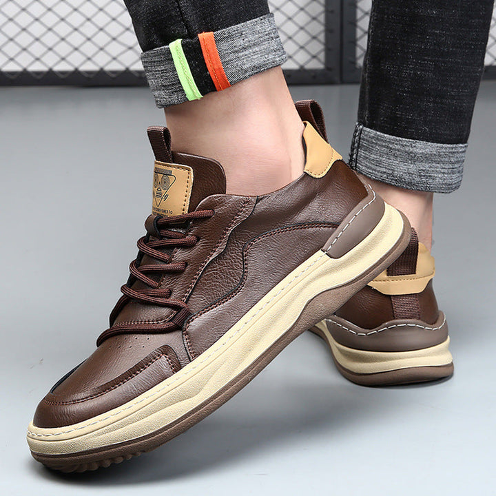 Men's Leather Fashion Sneakers Casual Walking Shoes