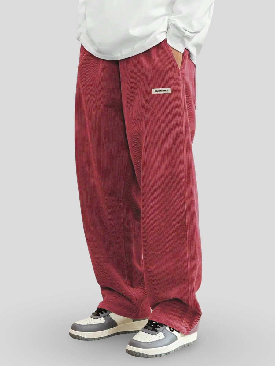Men's Loose-Fit Wide-Leg Corduroy Pants