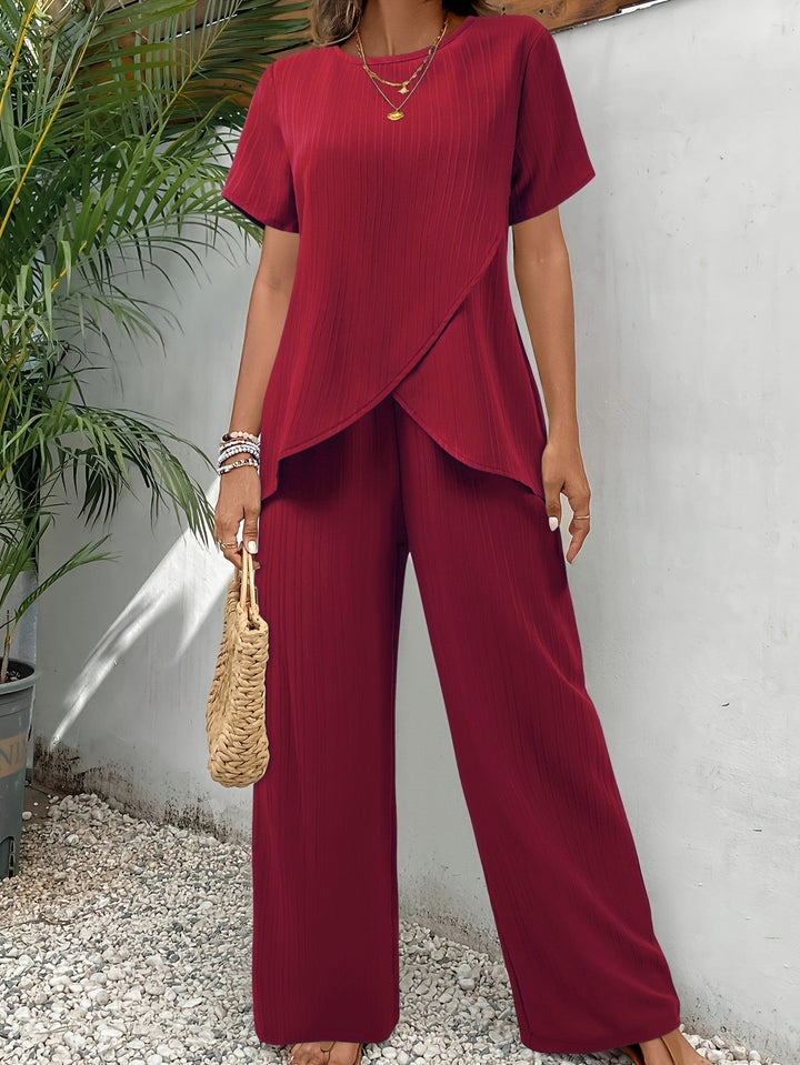 Women’s Silk-Blend Draped Wide-Leg Co-Ord Set