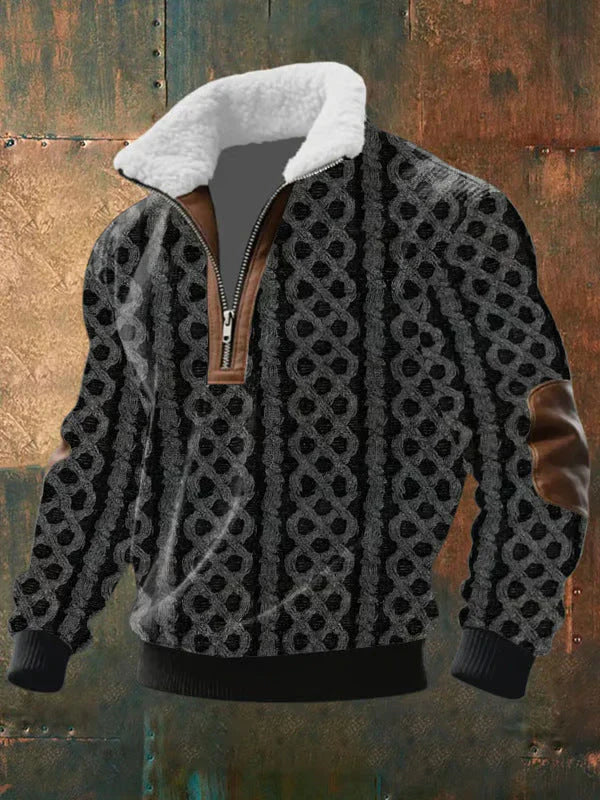 Quarter-Zip Men's Knit Pullover Wool Mix Sweater Jumper