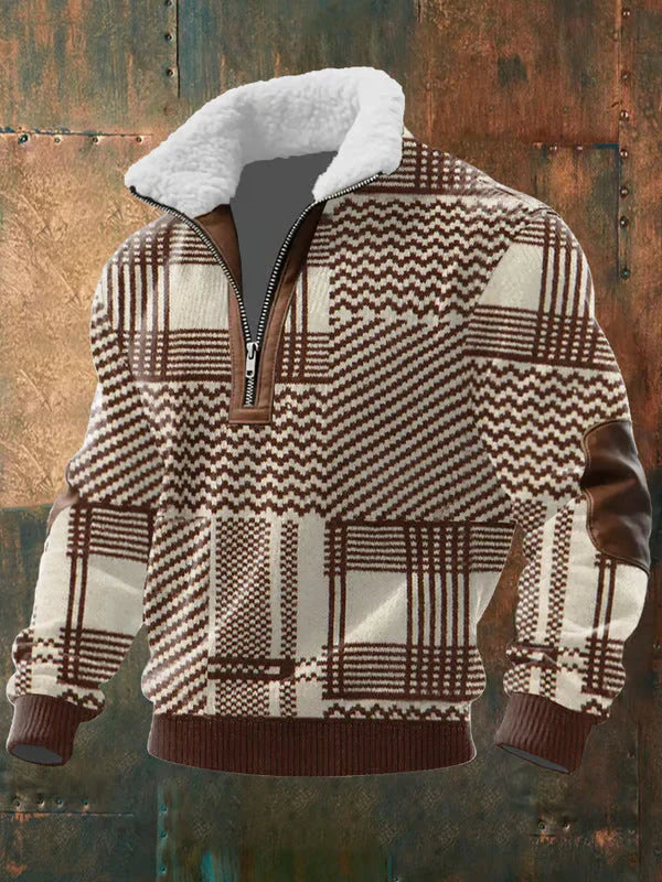 Quarter-Zip Men's Knit Pullover Wool Mix Sweater Jumper