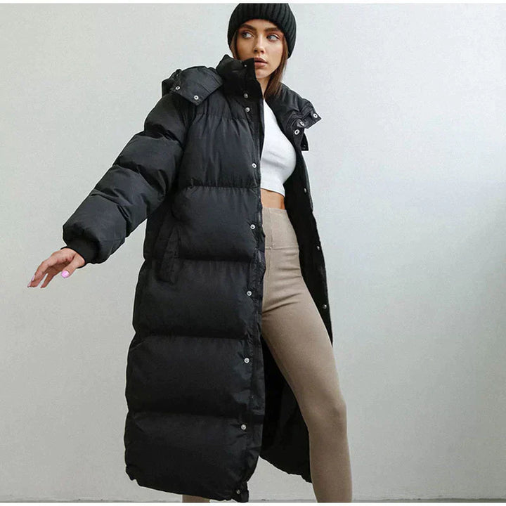 Women's Long Puffer Coat Fleece Hooded Jacket