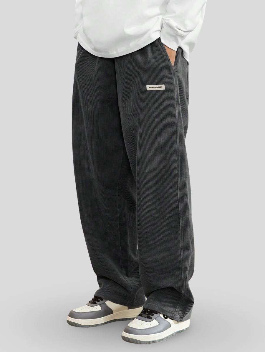 Men's Loose-Fit Wide-Leg Corduroy Pants