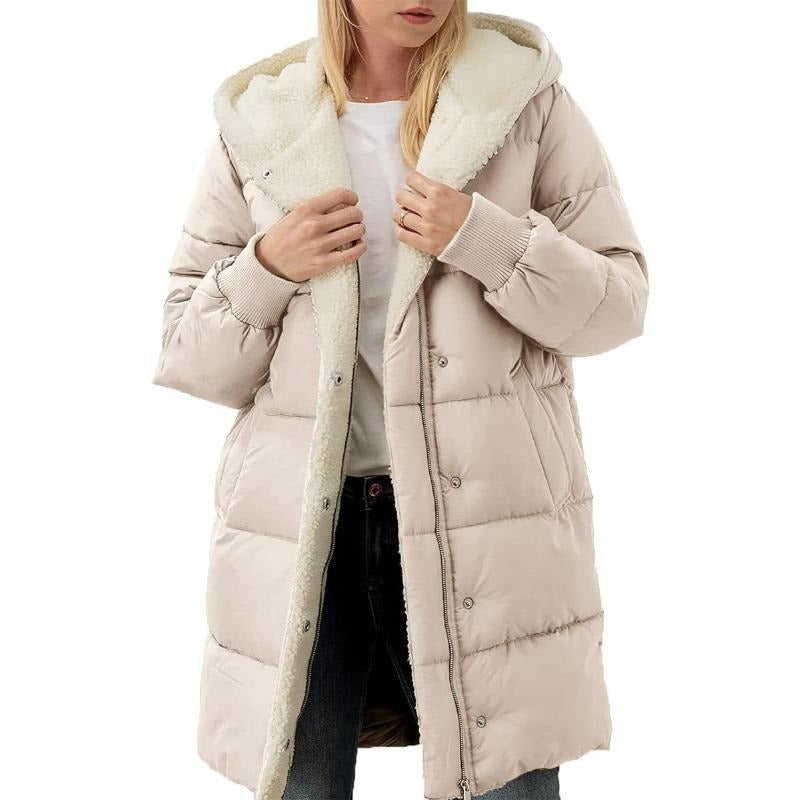 Women's Fleece Lined Puffer Coat Hooded Parka