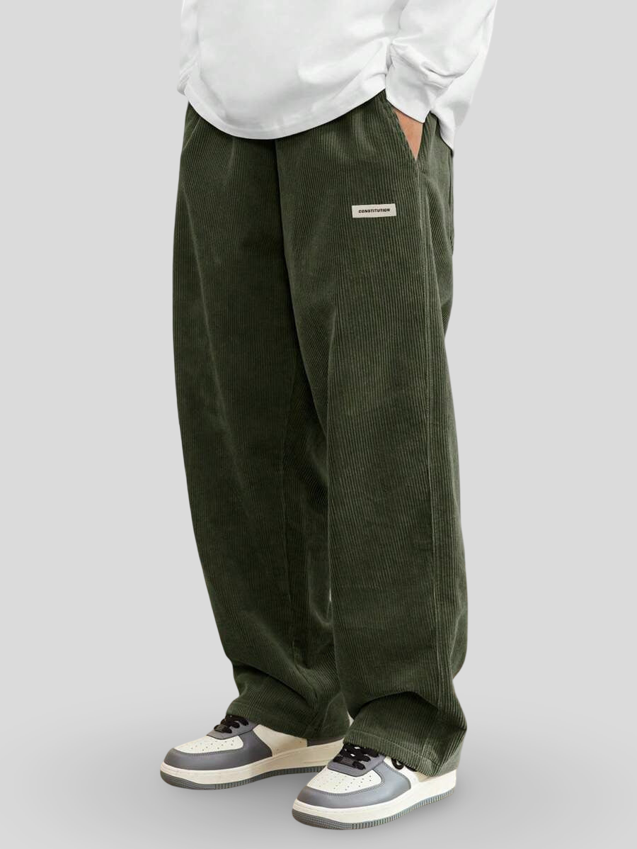 Men's Loose-Fit Wide-Leg Corduroy Pants