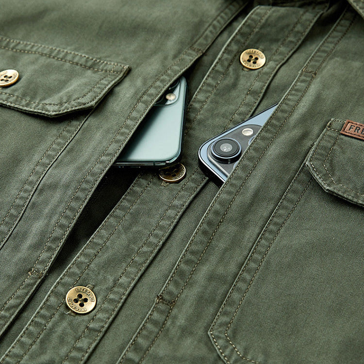 Men's Wool-Mix Button Up Overshirt Jacket
