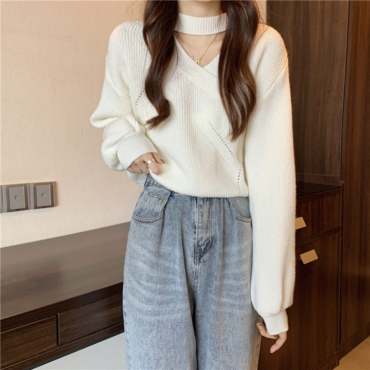 Women's Long Sleeve Merino Wool Knit Sweater V Neck Pullover