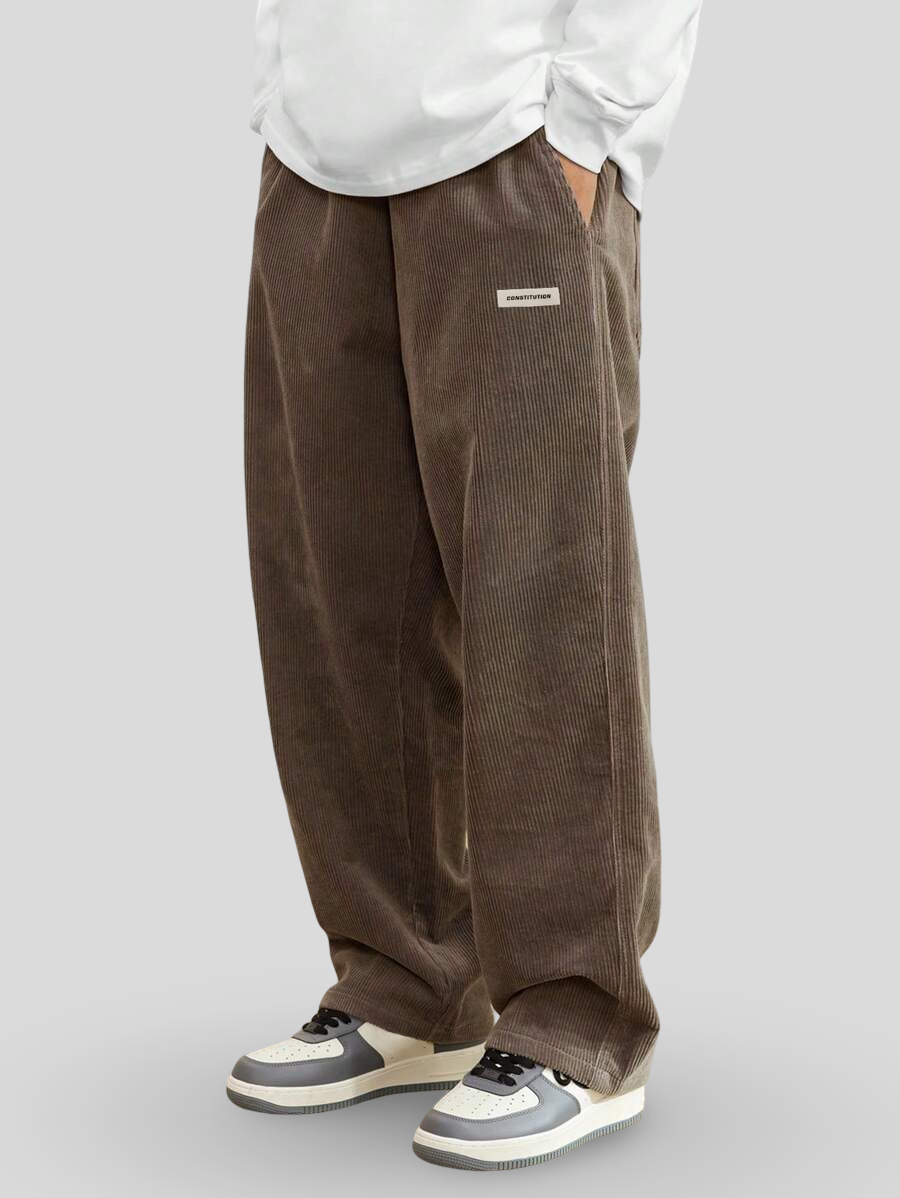 Men's Loose-Fit Wide-Leg Corduroy Pants