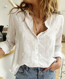 Womens Linen Blouse Long Sleeve Button Down Shirt