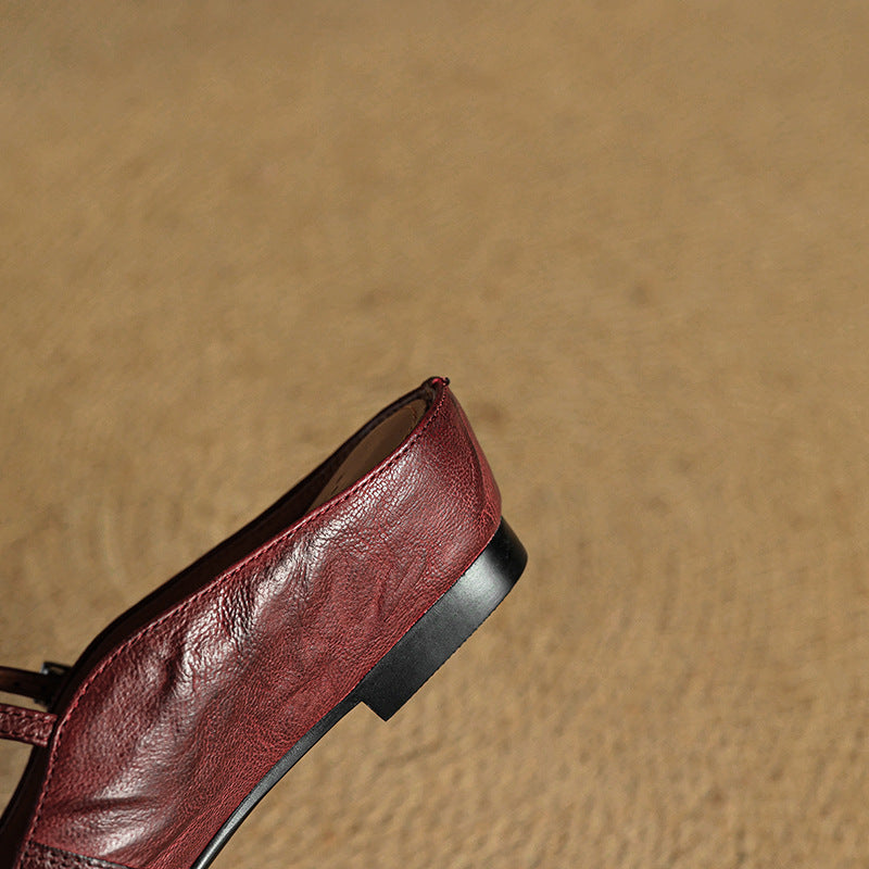 Women's Leather Pointed-Toe Buckled Mule Shoes