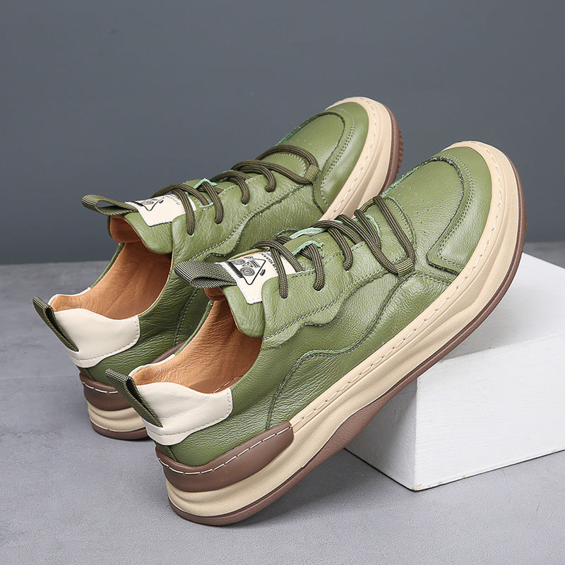 Men's Leather Fashion Sneakers Casual Walking Shoes