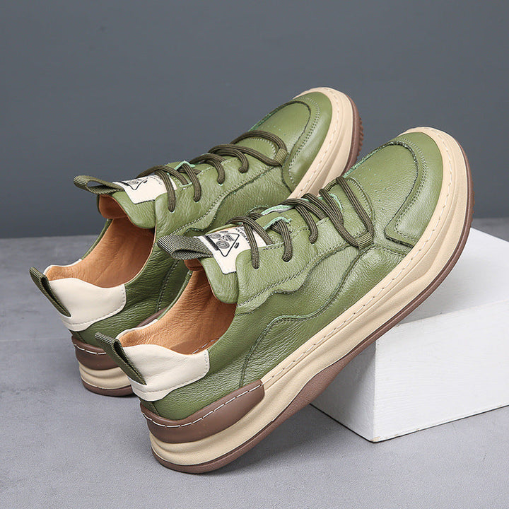 Men's Leather Fashion Sneakers Casual Walking Shoes
