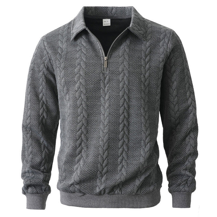 Men's Textured Knit Quarter Zip Polo Sweater