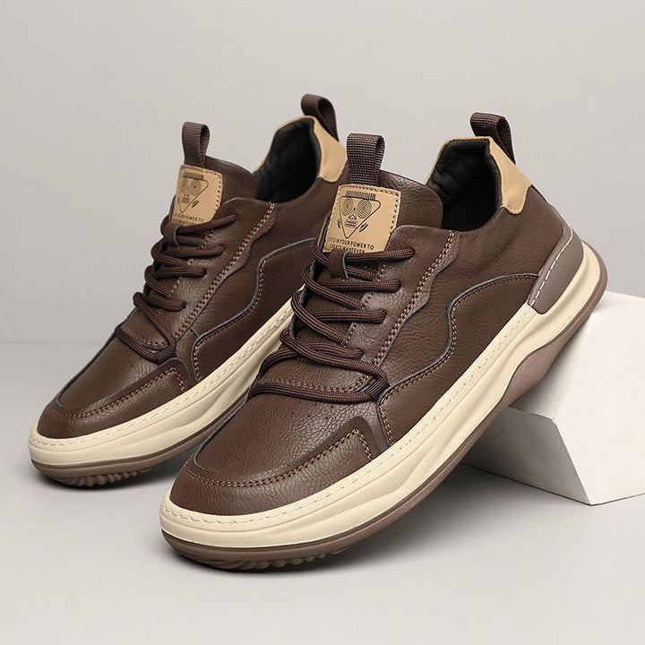 Men's Leather Fashion Sneakers Casual Walking Shoes