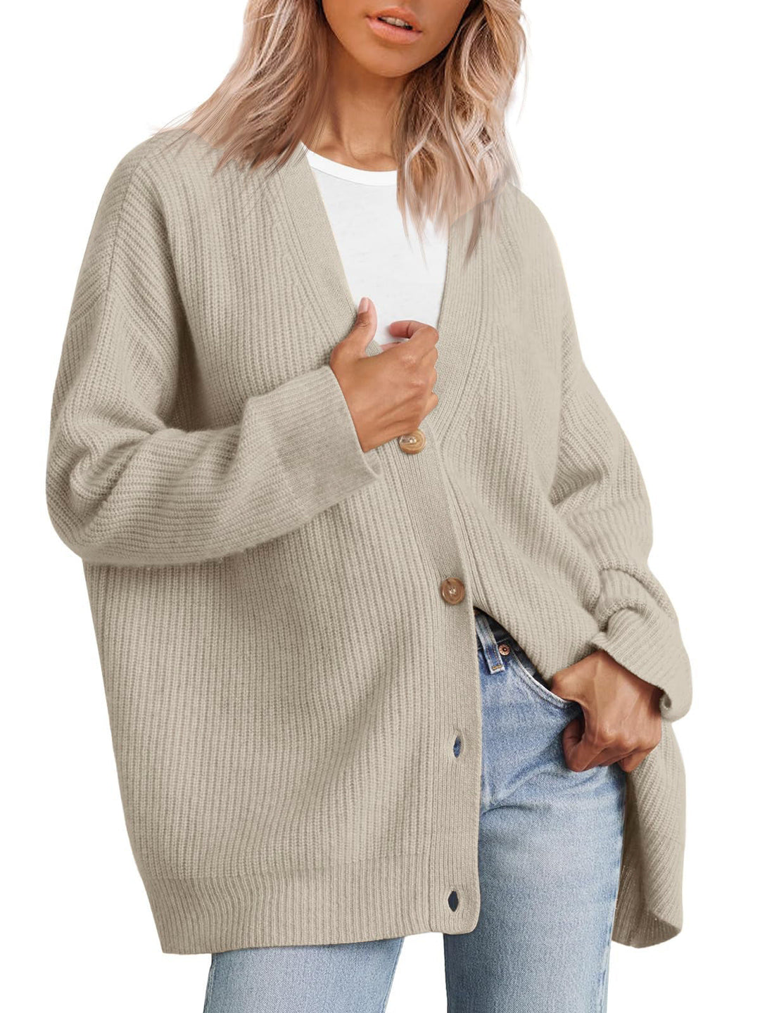 Cardigan Women's Knit Oversized Striped Sweater