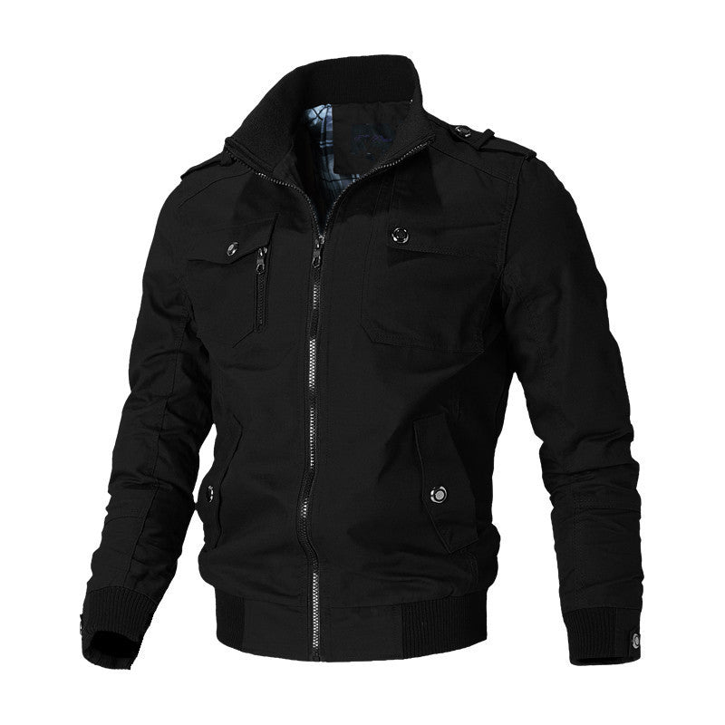 Men's Canvas Bomber Cargo Flight Jacket