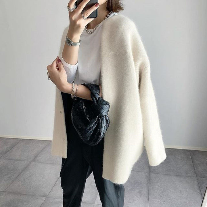 Women's Merino Wool Snap-Front Long-Sleeve Cardigan