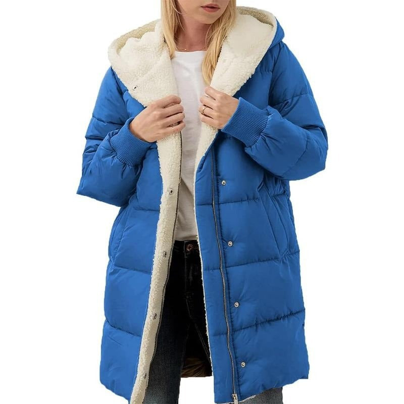 Women's Fleece Lined Puffer Coat Hooded Parka