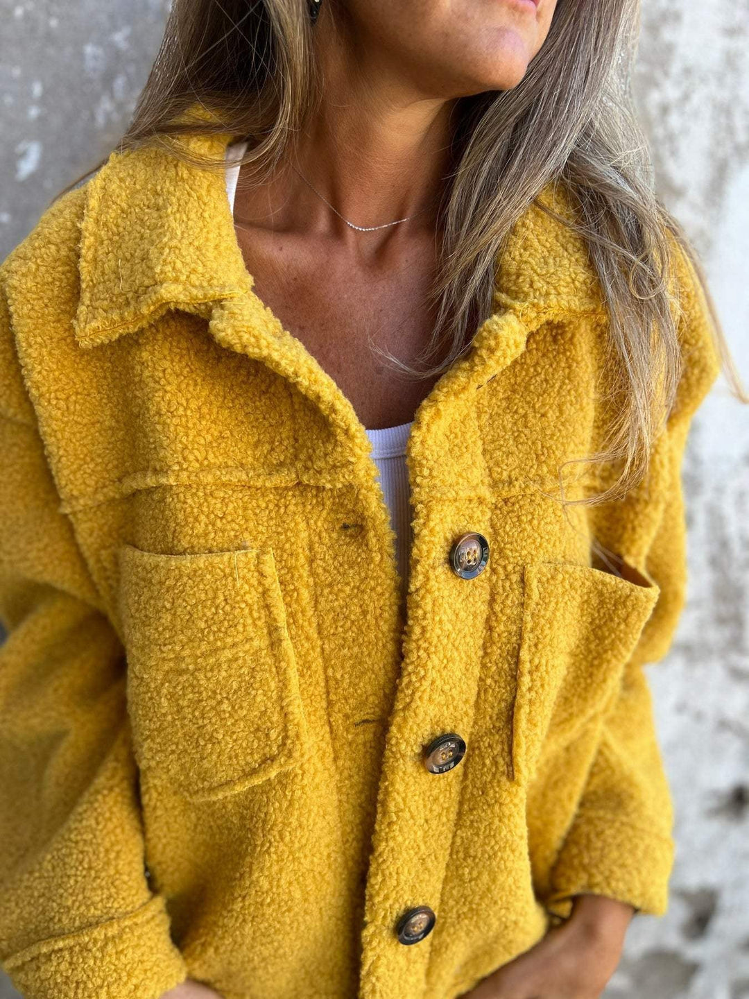 Women's Fleece Jacket Button Down Shacket Loose Cozy Outerwear