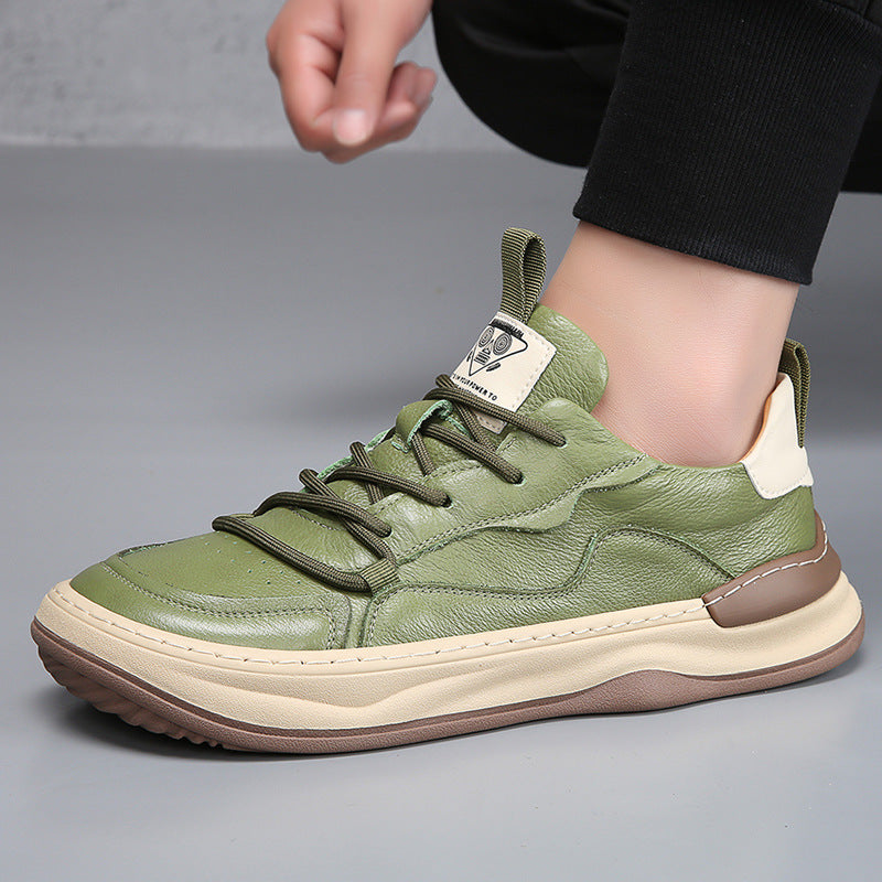 Men's Leather Fashion Sneakers Casual Walking Shoes